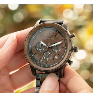 TreeHut Huxley Watch Rustic Walnut Wood Men Watch Lightweight Gift Husband New